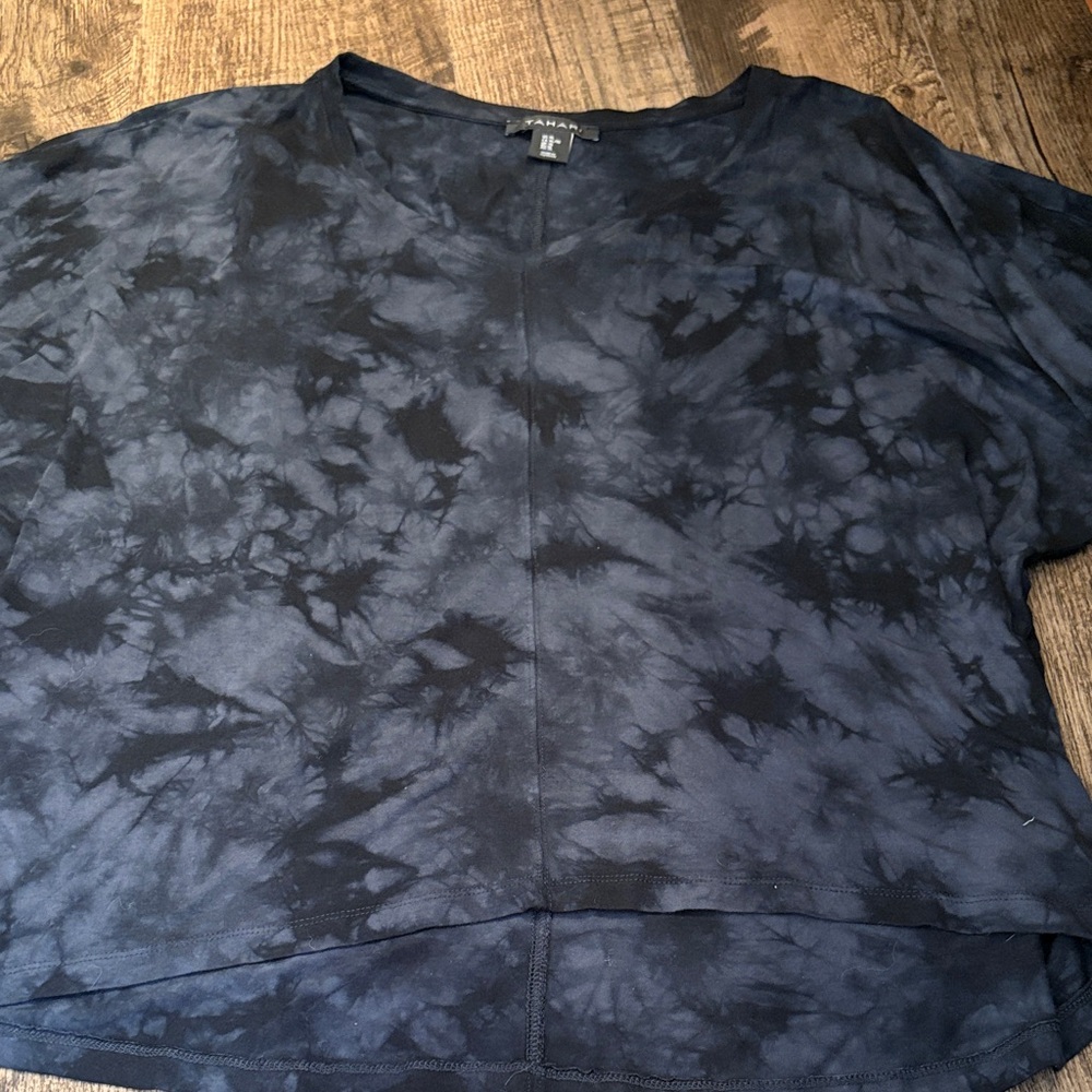 Tahari XL Black Gray Tie-Dye Short Sleeve Tee